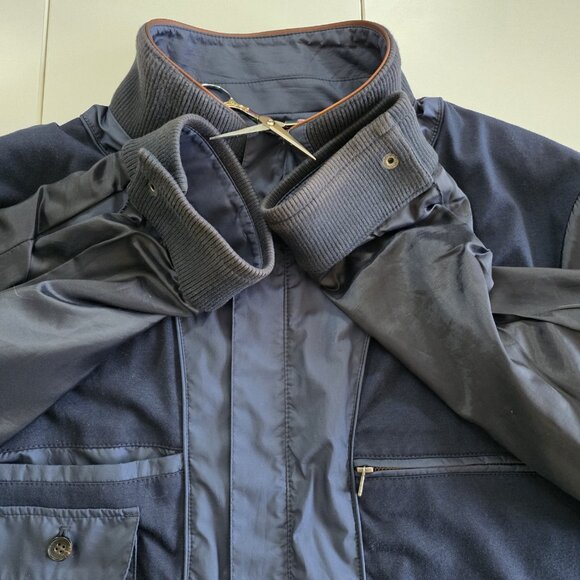 Brooks Brothers Bomber Jacket Mens L Navy LS Pockes Zip Mockneck Lined Preppy - Picture 12 of 16